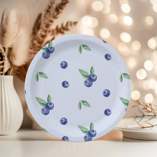 Blauwe Waterverf bosbes lieve verjaardag Papieren Bordje