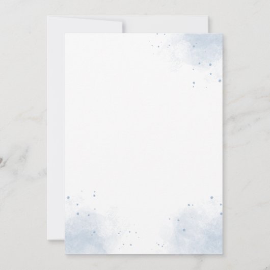 Blauwe Waterverf Botanische bruiloft Kaart (Achterkant)
