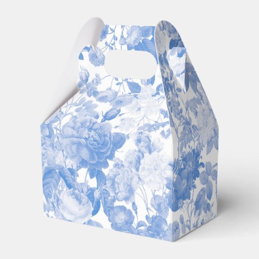 Blauwe Waterverf Botanische Florals Weddenschap Bedankdoosjes (Achterkant)