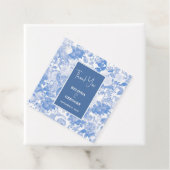 Blauwe Waterverf Botanische Florals Weddenschap Bedankjes Labels (In situ)