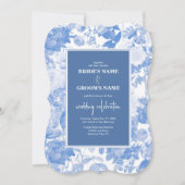 Blauwe Waterverf Botanische Florals Weddenschap Kaart (Voorkant)