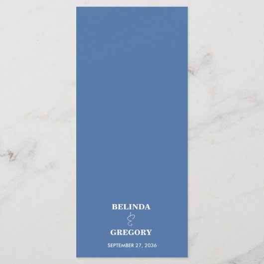 Blauwe Waterverf Botanische Florals Weddenschap Menu (Achterkant)