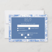 Blauwe Waterverf Botanische Florals Weddenschap RSVP Kaartje (Voorkant)