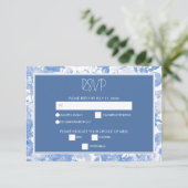 Blauwe Waterverf Botanische Florals Weddenschap RSVP Kaartje (Staand voorkant)