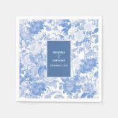 Blauwe Waterverf Botanische Florals Weddenschap Servet (Voorkant)