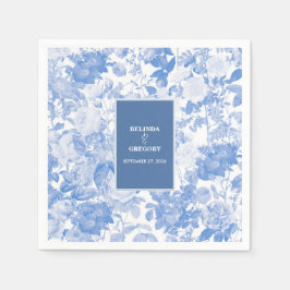 Blauwe Waterverf Botanische Florals Weddenschap Servet