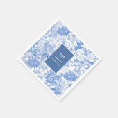 Blauwe Waterverf Botanische Florals Weddenschap Servet (Hoek)