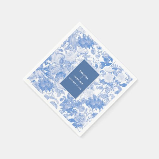 Blauwe Waterverf Botanische Florals Weddenschap Servet (Hoek)