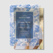 Blauwe Waterverf Botanische Florals Weddenschap Vellum Uitnodigingen (Offset (Koppel))