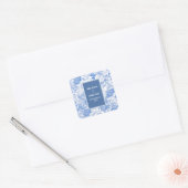 Blauwe Waterverf Botanische Florals Weddenschap Vierkante Sticker (Envelop)