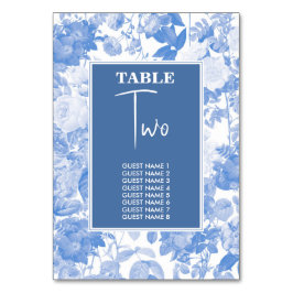 Blauwe Waterverf Botanische Florals Wedding Table  Kaart