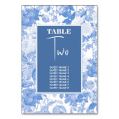 Blauwe Waterverf Botanische Florals Wedding Table  Kaart (Achterkant)
