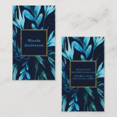 Blauwe Waterverf Botanische Glam Elegant Chic Visitekaartje (Voorkant / Achterkant)