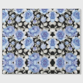 blauwe waterverf botanische tekening  uniek cadeaupapier (Vlak)