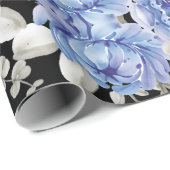 blauwe waterverf botanische tekening  uniek cadeaupapier (Rol Hoek)