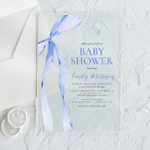 Blauwe Waterverf Bow Boy Baby shower Acryl Uitnodigingen