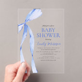 Blauwe Waterverf Bow Boy Baby shower Acryl Uitnodigingen (Insitu (Draagbaar))