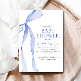 Blauwe Waterverf Bow Boy Baby shower Kaart