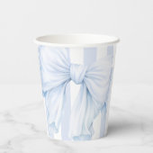Blauwe Waterverf Bow Boy Baby shower Papieren Bekers (Achterkant)