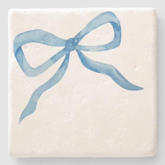 Blauwe Waterverf Bow Grandmillenial Preppy Onderze Stenen Onderzetter (Voorkant)