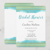 Blauwe Waterverf Bridal Shower Uitnodiging (Voorkant / Achterkant)