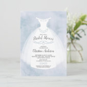 Blauwe Waterverf Bride Gown Vrijgezellenfeest Kaart (Staand voorkant)