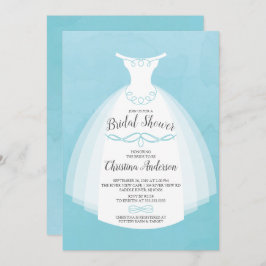 Blauwe Waterverf Bride Gown Vrijgezellenfeest Kaart