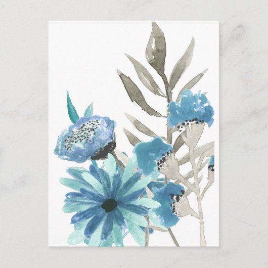 Blauwe Waterverf Briefkaart (Voorkant)