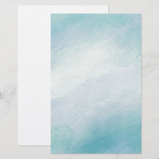 Blauwe waterverf briefpapier (Voorkant / Achterkant)