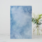 Blauwe Waterverf Briefpapier (Staand voorkant)