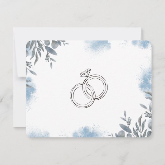 Blauwe Waterverf bruiloft Aankondiging Briefkaart (Achterkant)