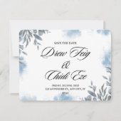 Blauwe Waterverf bruiloft Aankondiging Briefkaart (Voorkant)