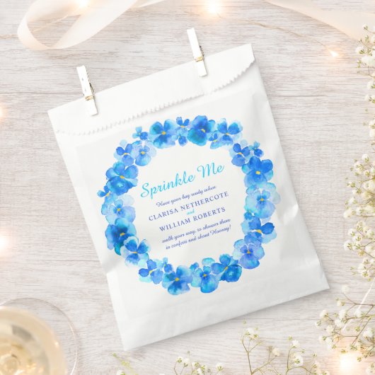 Blauwe waterverf bruiloft bespioneert me bedankzakje (Geknipt)