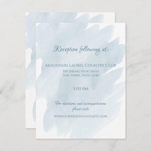 Blauwe Waterverf bruiloft details en informatie Informatiekaartje (Voorkant / Achterkant)