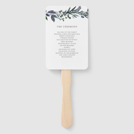 Blauwe Waterverf | Bruiloft Handwaaier (Achterkant)