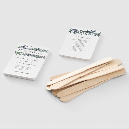 Blauwe Waterverf | Bruiloft Handwaaier (Niet-gemonteerd)