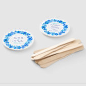 Blauwe waterverf bruiloft met pansie handwaaier (Niet-gemonteerd)