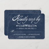 Blauwe Waterverf Bruiloft Reactie Kaarten RSVP Kaartje (Voorkant / Achterkant)