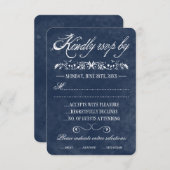 Blauwe Waterverf Bruiloft Reactie Kaarten RSVP Kaartje (Voorkant / Achterkant)