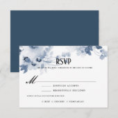 Blauwe Waterverf bruiloft RSVP met Maaltijdselecti Kaartje (Voorkant / Achterkant)