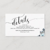 Blauwe Waterverf bruiloft Website Details Informatiekaartje (Voorkant)