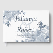 Blauwe waterverf brutaal bruiloft gastboek gastenboek (Voorkant)