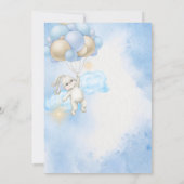 Blauwe Waterverf Bunny Rabbit Balloons Baby shower Kaart (Achterkant)
