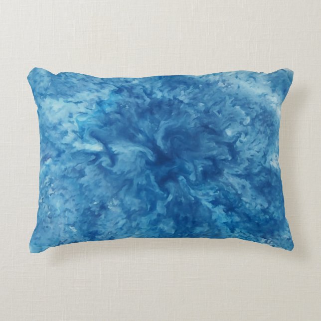 Blauwe Waterverf burst Accent Kussen (Voorkant)