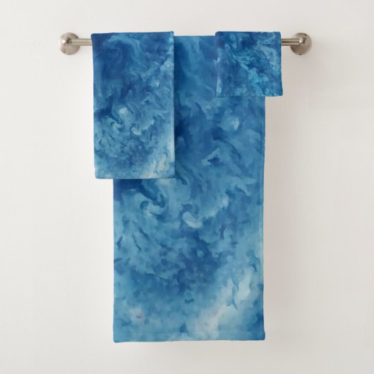 Blauwe Waterverf burst Bad Handdoek (Insitu)