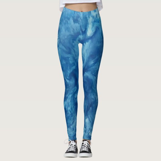 Blauwe Waterverf burst Leggings (Voorkant)