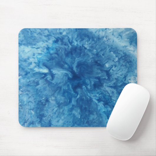 Blauwe Waterverf burst Muismat (Met muis)