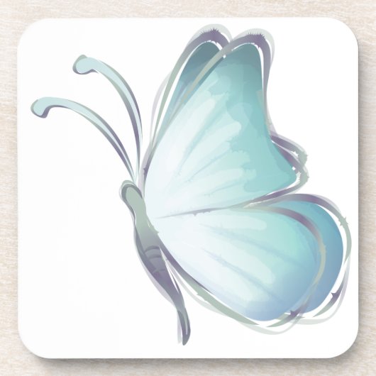 Blauwe Waterverf Butterflies Bier Onderzetter (Voorkant)