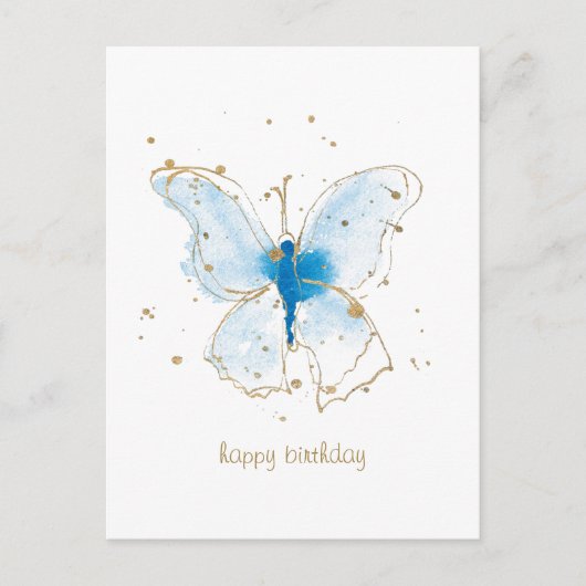 Blauwe Waterverf Butterflies Briefkaart (Voorkant)