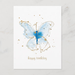 Blauwe Waterverf Butterflies Briefkaart